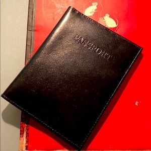 Black leather passport cover